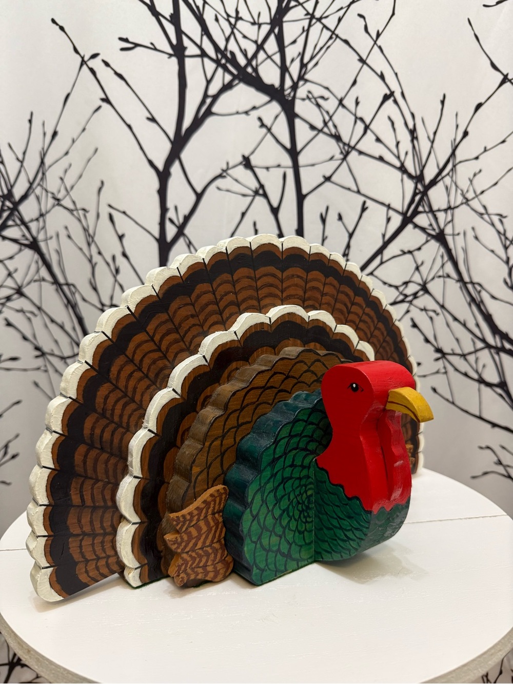 Wooden turkey fall thanks giving centerpiece tabletop